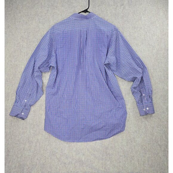 Chaps Classic Fit Blue Checkered Long Sleeve Button-Up Shirt L - Picture 2 of 5